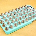 Shine Silver Metal Spike Punk Stud Blue Hard Case Cover For Apple iPhone 4 case, iphone 4G case, iphone 4S case 5P