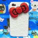 Red Bow iphone 4 Pearl case, Pearl iphone 4G case, iphone 4S Pearl Bow case, iphone 4 Case Cover A2
