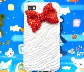 Bling Zebra Silver White blackberry Z10 Case,Red Bow Blackberry 10 Case Cover,Crystal bow Blackberry Z10 Case, Bow Blackberry Z10 Case A1