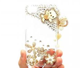Bling Crystal Lovely Bear Charm blackberry Z10 Case, Clear Blackberry Z10 Case Cover,Blackberry Z10 Case,Crystal Pearl Blackberry z10 Case B