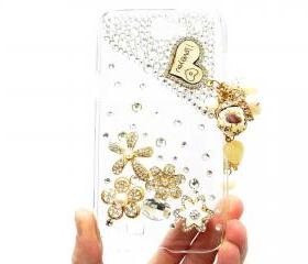 Samsung Galaxy Note 2 N7100 Case,Crystal Samsung N7100 I Love u Charm Case, Flower Pearl Samsung Galaxy Note 2 II N7100 Case