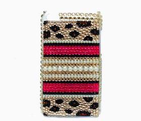 Leopard Gold Pearl iPod Touch 4 Case, iPod Touch 4 4G Case, Bling iPod Touch 4 Case, Crystal iPod Touch 4 Gen case,Bling iPod Touch 4 gen Case LPG