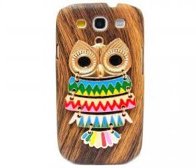 Wood Pattern Owl Samsung galaxy S3 case,Samsung i9300 T999 Galaxy S3 Case, Metal Owl Samsung i9300 T999 Galaxy S3 T-Mobile case A2