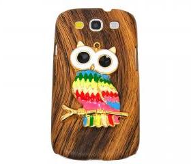 Wood Pattern Owl Samsung galaxy S3 case,Samsung i9300 T999 Galaxy S3 Case, Metal Owl Samsung i9300 T999 Galaxy S3 T-Mobile case A4