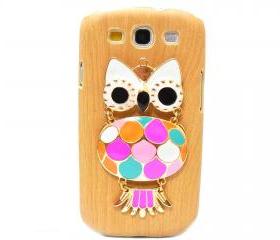 Wood Pattern Owl Samsung galaxy S3 case,Samsung i9300 T999 Galaxy S3 Case, Metal Owl Samsung i9300 T999 Galaxy S3 T-Mobile case A1 LB