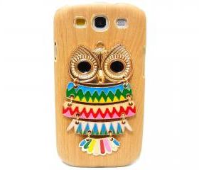 Wood Pattern Owl Samsung galaxy S3 case,Samsung i9300 T999 Galaxy S3 Case, Metal Owl Samsung i9300 T999 Galaxy S3 T-Mobile case A2 LB