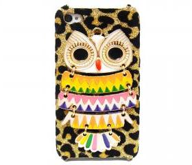 Owl iphone 4 case,owl iphone 4s case, Owl iphone 4G case, Velvet Leopard Gold Owl iPhone 4 Case, iPhone 4s Case, iPhone 4 Hard Case Cover A3