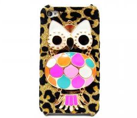 Owl iphone 4 case,owl iphone 4s case, Owl iphone 4G case, Velvet Leopard Gold Owl iPhone 4 Case, iPhone 4s Case, iPhone 4 Hard Case Cover A1