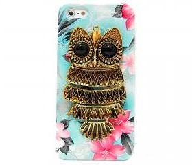 Owl iphone 5 case, iphone 5G Case, iphone 5 case, Blue Flower iphone 5 case, Owl iphone 5G Case, Metal Owl Flower iphone 5G Case B1