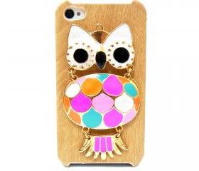 iphone 4 case, iphone 4G Case, iphone 4s case, Wood Pattern Plastic iphone 4 case, Owl iphone 4 Case, Owl iphone 4G Case LB A1