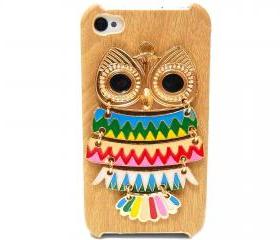 iphone 4 case, iphone 4G Case, iphone 4s case, Wood Pattern Plastic iphone 4 case, Owl iphone 4 Case, Owl iphone 4G Case LB A2