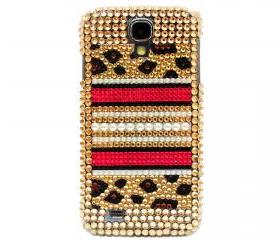Samsung i9500 Galaxy S4 case, Samsung i9500 Galaxy S4 Crystal Case, Crystal Leopard Pearl Gold Hard Samsung i9500 Galaxy S4 Case LPG