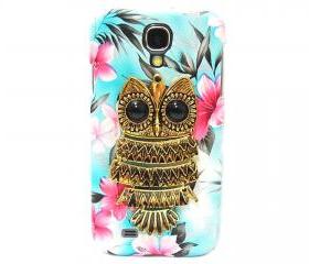 Samsung i9500 Galaxy S4 case, Metal Owl Samsung i9500 Galaxy S4 Case,Flower Blue Samsung i9500 Galaxy S4 Case,unique Samsung Galaxy S4 Case