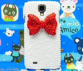 Samsung i9500 Galaxy S4 case, Crystal Red Bow Samsung i9500 Galaxy S4 Case, Pearl White Hard Samsung i9500 Galaxy S4 Case A1