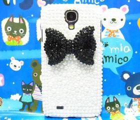 Samsung i9500 Galaxy S4 case, Crystal Black Bow Samsung i9500 Galaxy S4 Case, Pearl White Hard Samsung i9500 Galaxy S4 Case A1