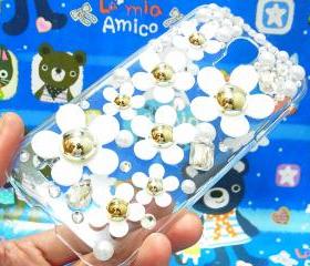 Samsung i9500 Galaxy S4 case,Crystal Pearl Daisy White Flower Samsung i9500 Galaxy S4 Case,Samsung i9500 Galaxy S4 Clear Case Cover