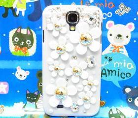 Samsung i9500 Galaxy S4 case,Crystal Pearl Daisy White Flower Samsung i9500 Galaxy S4 Case,Samsung i9500 Galaxy S4 White Case Cover