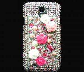 Samsung i9500 Galaxy S4 case, Bling Crystal Pearl Samsung i9500 Galaxy S4 Case,Bling Pink Flower Pearl Samsung i9500 Galaxy S4 Case LP