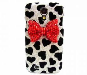 Samsung i9500 Galaxy S4 case,Bling Velvet Black Heart Silver Samsung i9500 Galaxy S4 Case,Bling Crystal Red Bow Samsung i9500 Galaxy S4 Case