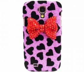 Samsung i9500 Galaxy S4 case,Bling Velvet Black Heart Purple Samsung i9500 Galaxy S4 Case,Bling Crystal Red Bow Samsung i9500 Galaxy S4 Case