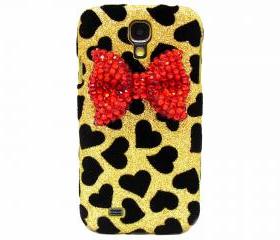 Samsung i9500 Galaxy S4 case,Bling Velvet Black Heart Gold Samsung i9500 Galaxy S4 Case,Bling Crystal Red Bow Samsung i9500 Galaxy S4 Case 