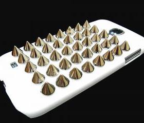 Samsung i9500 Galaxy S4 Case,Dark Black Studded Spike Samsung i9500 Galaxy S4 case, White Spike Punk Samsung i9500 Galaxy S4 Case Cover