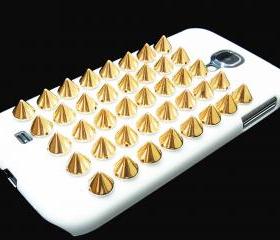Samsung i9500 Galaxy S4 Case,Gold Studded Spike Samsung i9500 Galaxy S4 case, White Spike Punk Samsung i9500 Galaxy S4 Case Cover