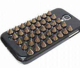 Samsung i9500 Galaxy S4 Case,Dark Black Studded Samsung i9500 Galaxy S4 case,Black Spike Punk Samsung i9500 Galaxy S4 Case