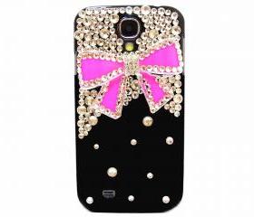 Samsung I9500 Galaxy S4 Case, Crystal Black Samsung I9500 Galaxy S4 Case,Bling Crystal Dark Pink Bow Samsung I9500 Galaxy S4 Case