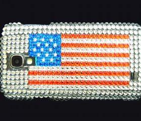 Samsung i9500 Galaxy S4 case, American US Flag Samsung i9500 Galaxy S4 Case,Bling Crystal American Flag Samsung i9500 Galaxy S4 Case