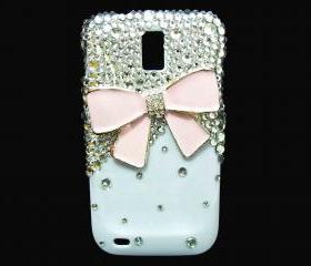 Bling Pearl Light Pink Bow T989 Hercules Galaxy S2 SII T-Mobile case, Samsung T989 Hercules Galaxy S2 SII T-Mobile case, Crystal Light Pink Bow White Samsung T989 Hercules Galaxy S2 SII T-Mobile Case Cover