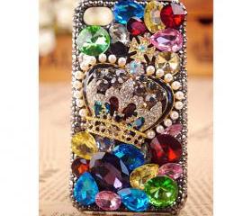 iPhone 5 case,iphone 5G case cover,iphone 5 ase,bling Crystal iphone 5 case, Crown iphone 5G case, Rainbow Crystal iphone 5 case, Crystal Crown iphone 5G case cover, Unique Crystal iphone 5 case