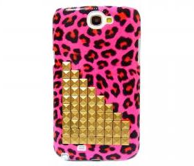 Bronze Pyramid Stud Samsung Galaxy Note 2 N7100 Case, Leopard Pink Samsung N7100 Case,Samsung Galaxy Note 2 II Case Cover BL8P