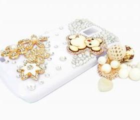 Bling Crystal Gold Flower Samsung T989 Hercules Galaxy S2 SII T-Mobile Case Cover Charm Lovely Bear, Samsung Galaxy S2 T989 Clear Case T-Mobile, Samsung T989 Hercules Galaxy S2 SII T-Mobile Case A1